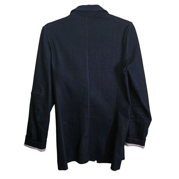 Daniela Corte Rocket Zip Jacket Dark Wash Denim Navy Logo Designer Size 44/L - Picture 3 of 13